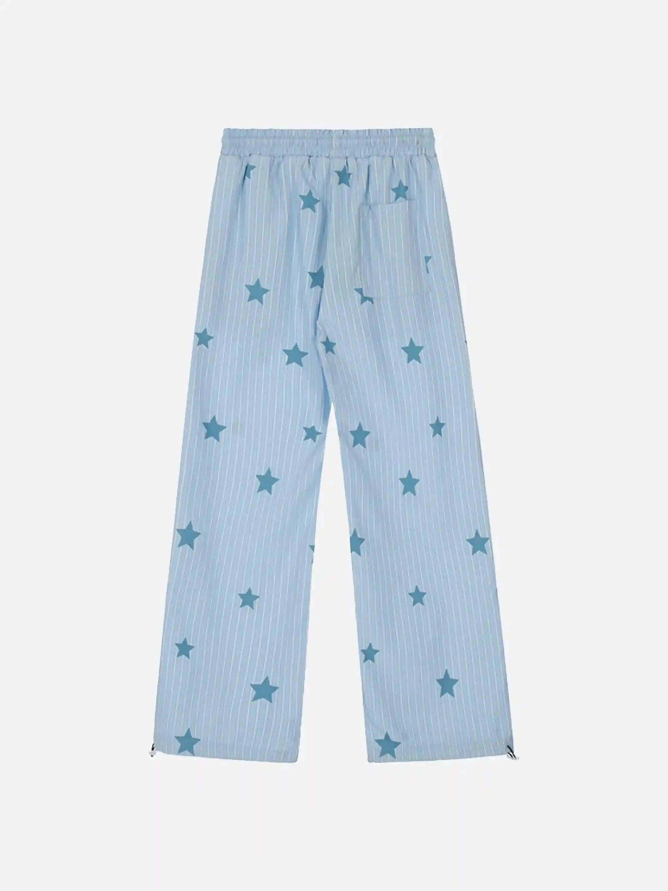 Concert Outfit Street Retro Star Vertical Stripes Trousers