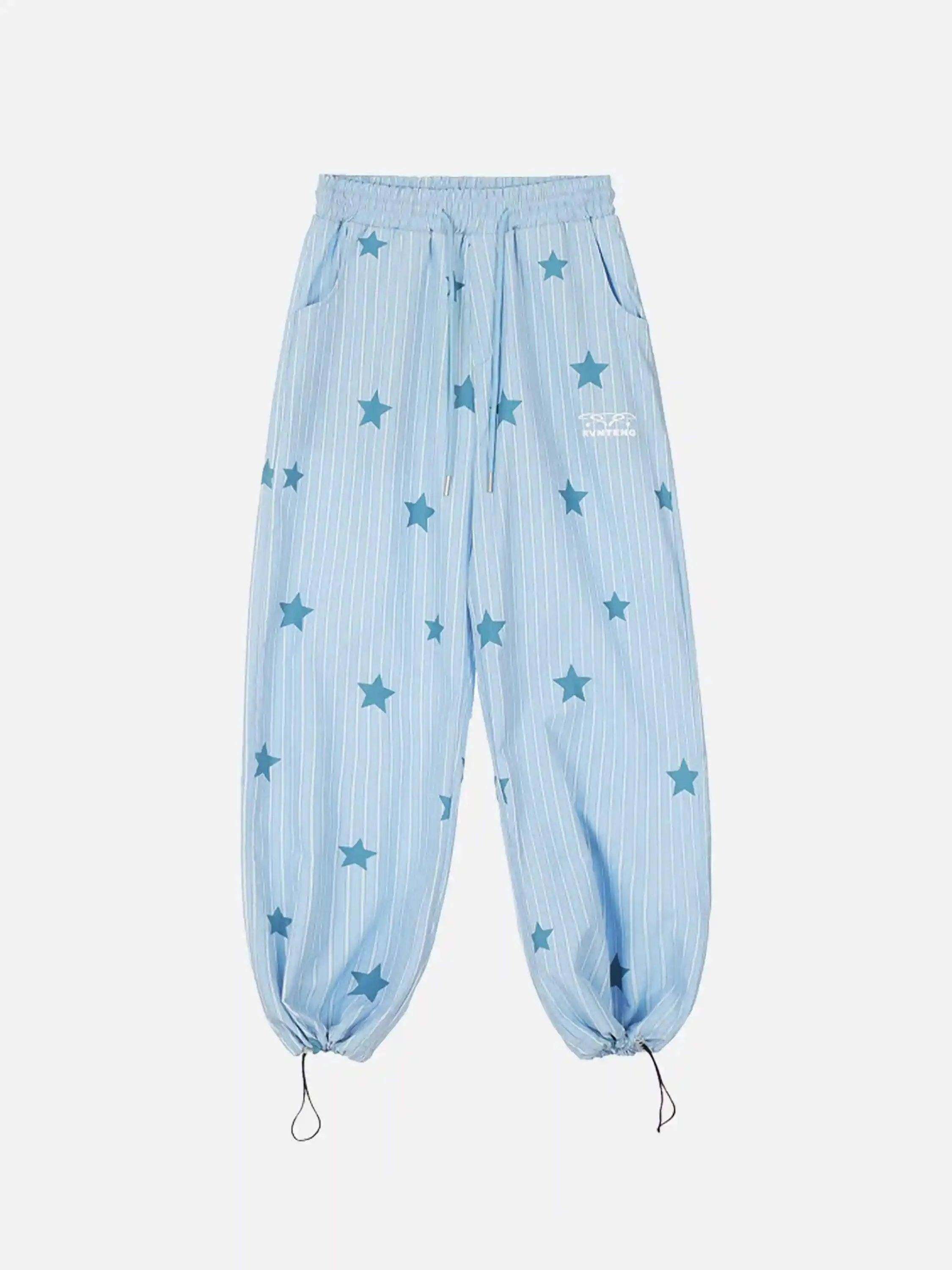 Concert Outfit Street Retro Star Vertical Stripes Trousers