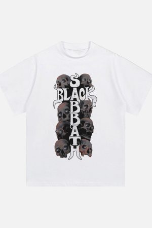 Concert Outfit Street Skull Graphic T-Shirt