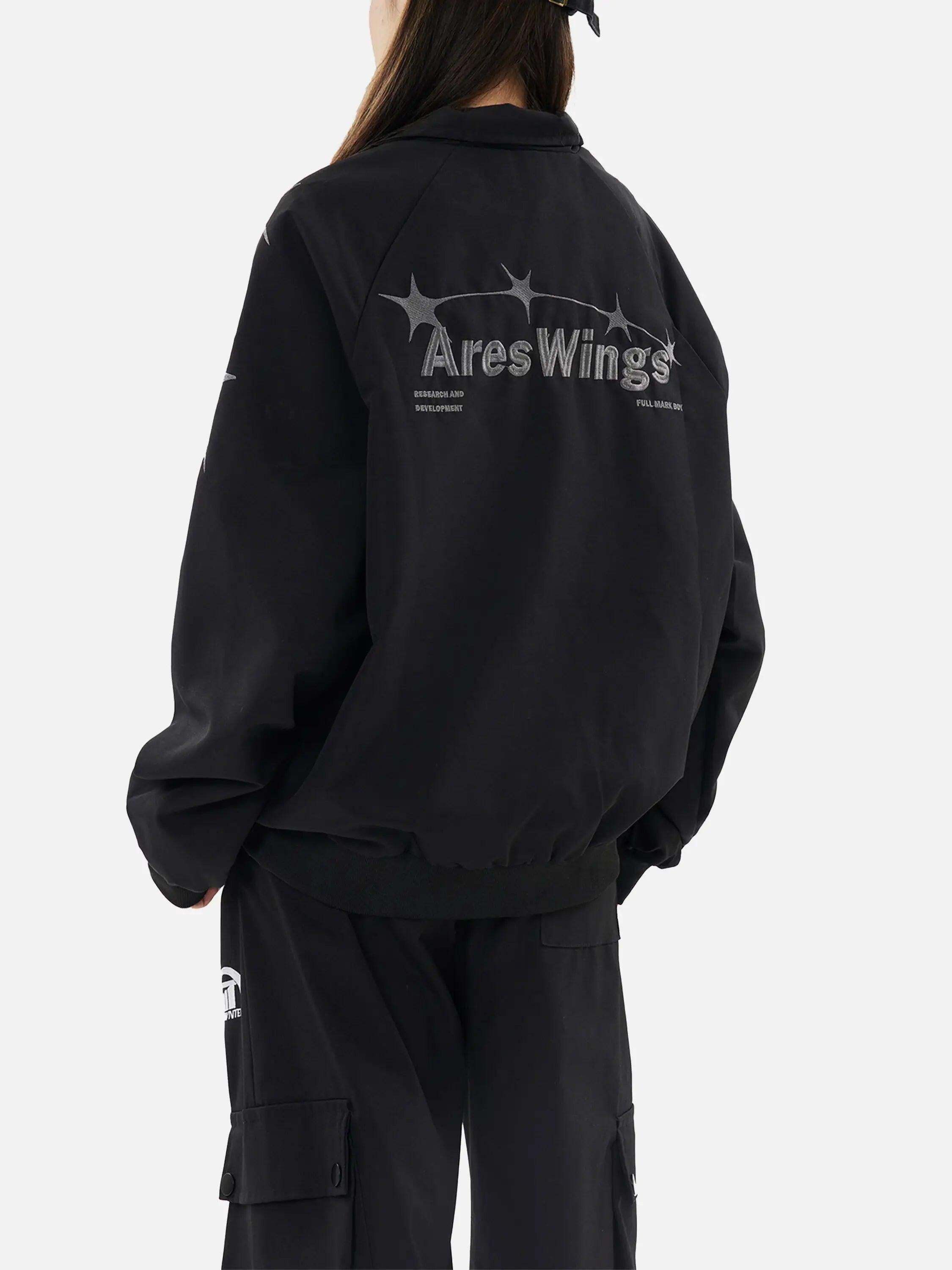 Concert Outfit Street Stars Embroidered Zip-Up Jacket