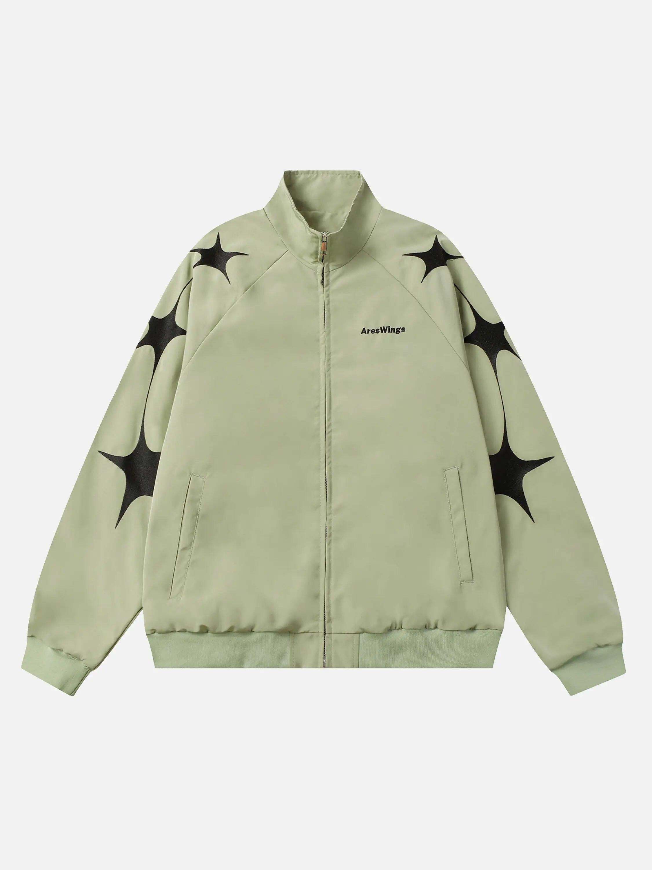 Concert Outfit Street Stars Embroidered Zip-Up Jacket