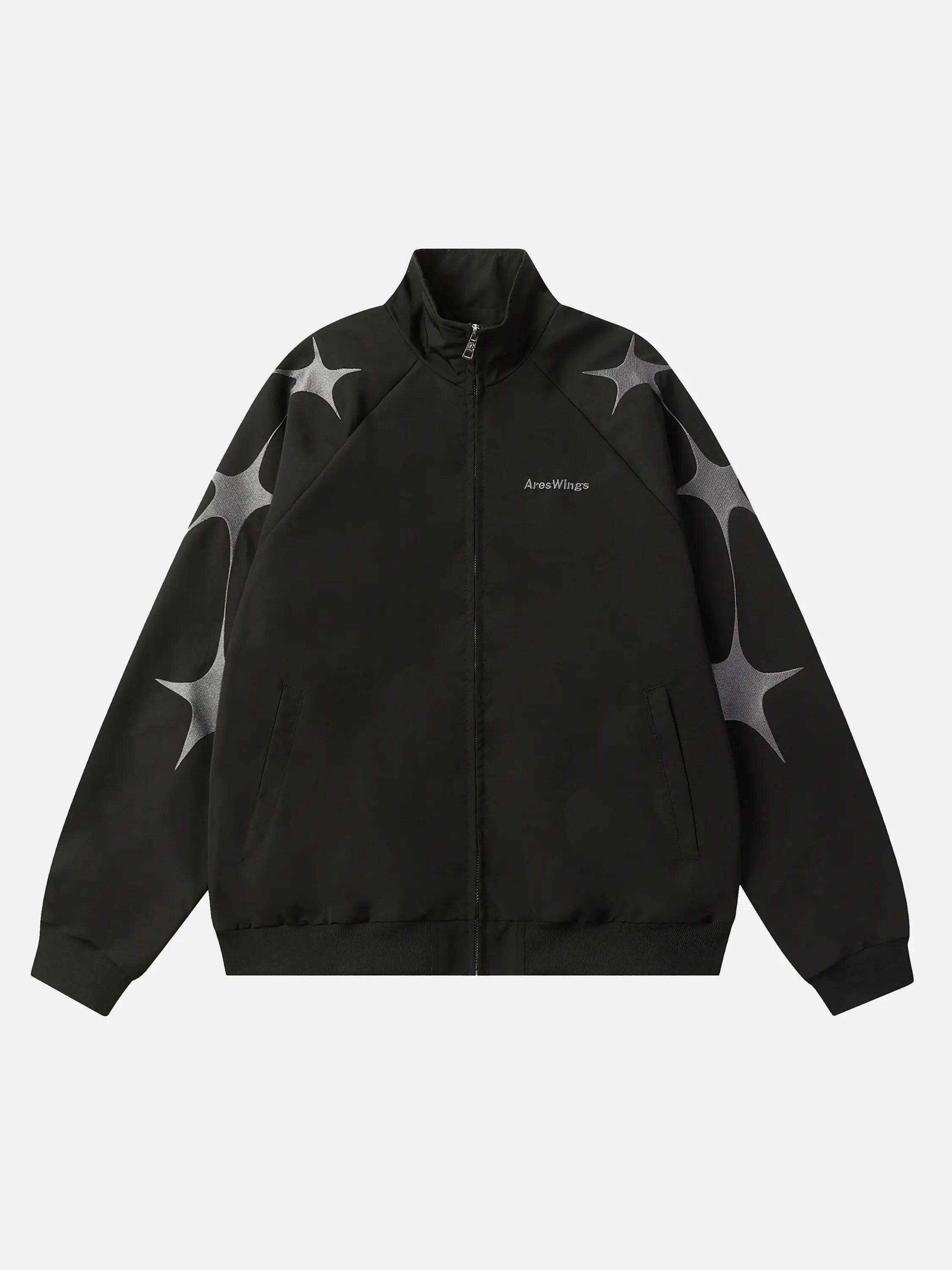 Concert Outfit Street Stars Embroidered Zip-Up Jacket