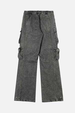 Concert Outfit Street Stitching Multi-Pocket Workwear Washed Jeans