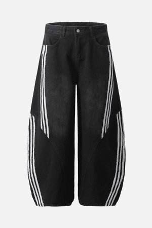 Concert Outfit Striped Stitching Barrel Jeans