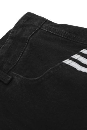 Concert Outfit Striped Stitching Barrel Jeans