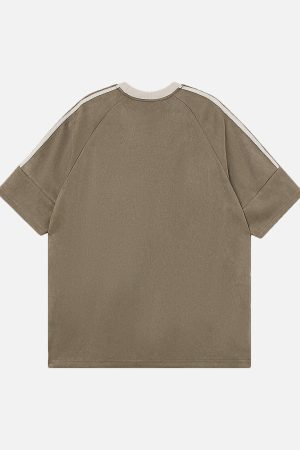 Concert Outfit Suede Contrast Color Spliced Letter Embroidery Oversize T-Shirt