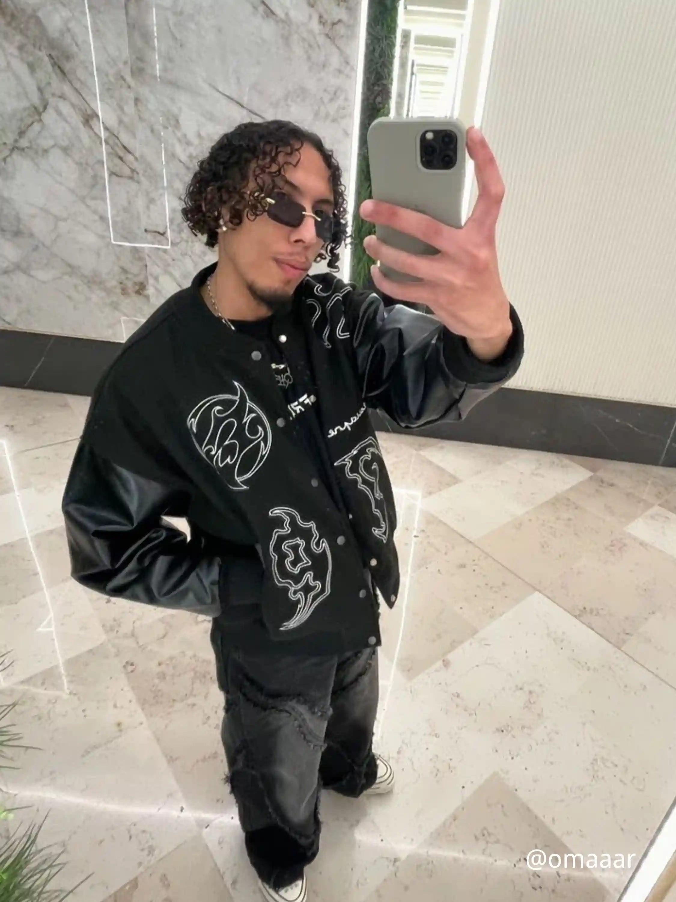 Concert Outfit Symbol Embroidery PU Leather Racing Jacket