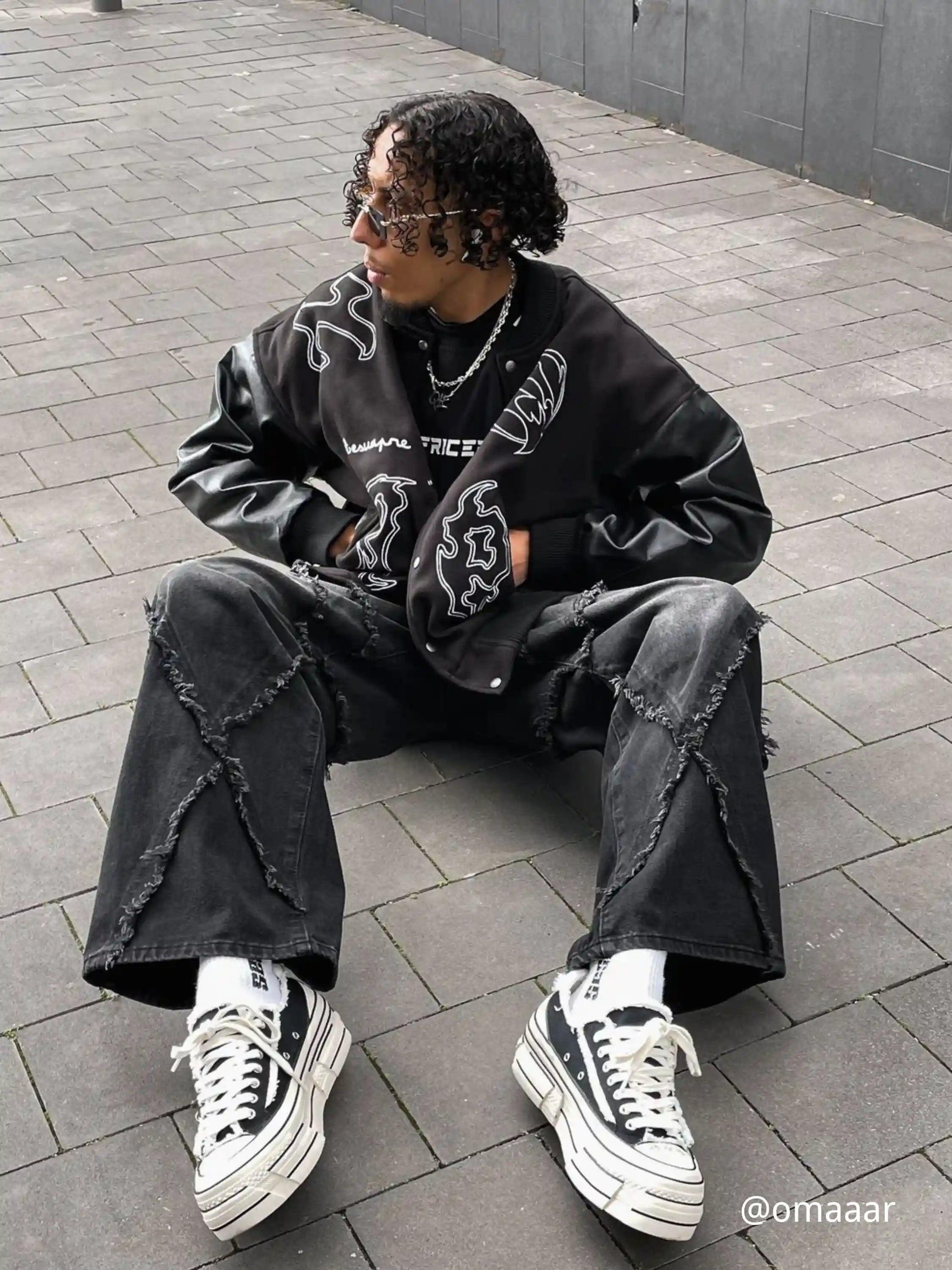 Concert Outfit Symbol Embroidery PU Leather Racing Jacket