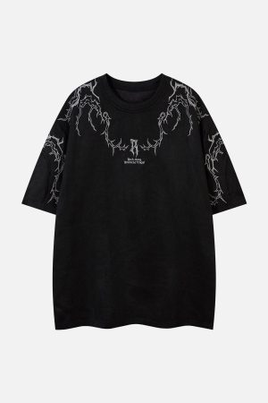 Concert Outfit Thorn Embroidery Suede T-Shirt