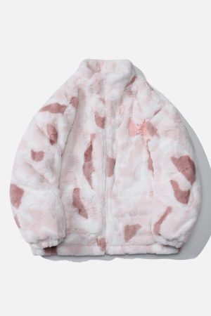 Concert Outfit Tie Dye Angel Bunny Label Sherpa Coat