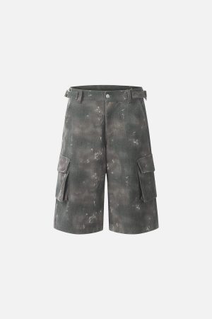 Concert Outfit Tie Dye Multi Pocket Jorts