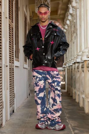 Concert Outfit Tie-Dye Waste Style Camouflage Cargo Jeans