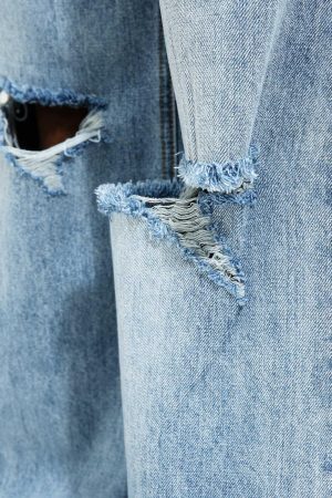 Concert Outfit Trendy Wide-Leg Ripped Jeans
