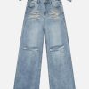 Concert Outfit Trendy Wide-Leg Ripped Jeans