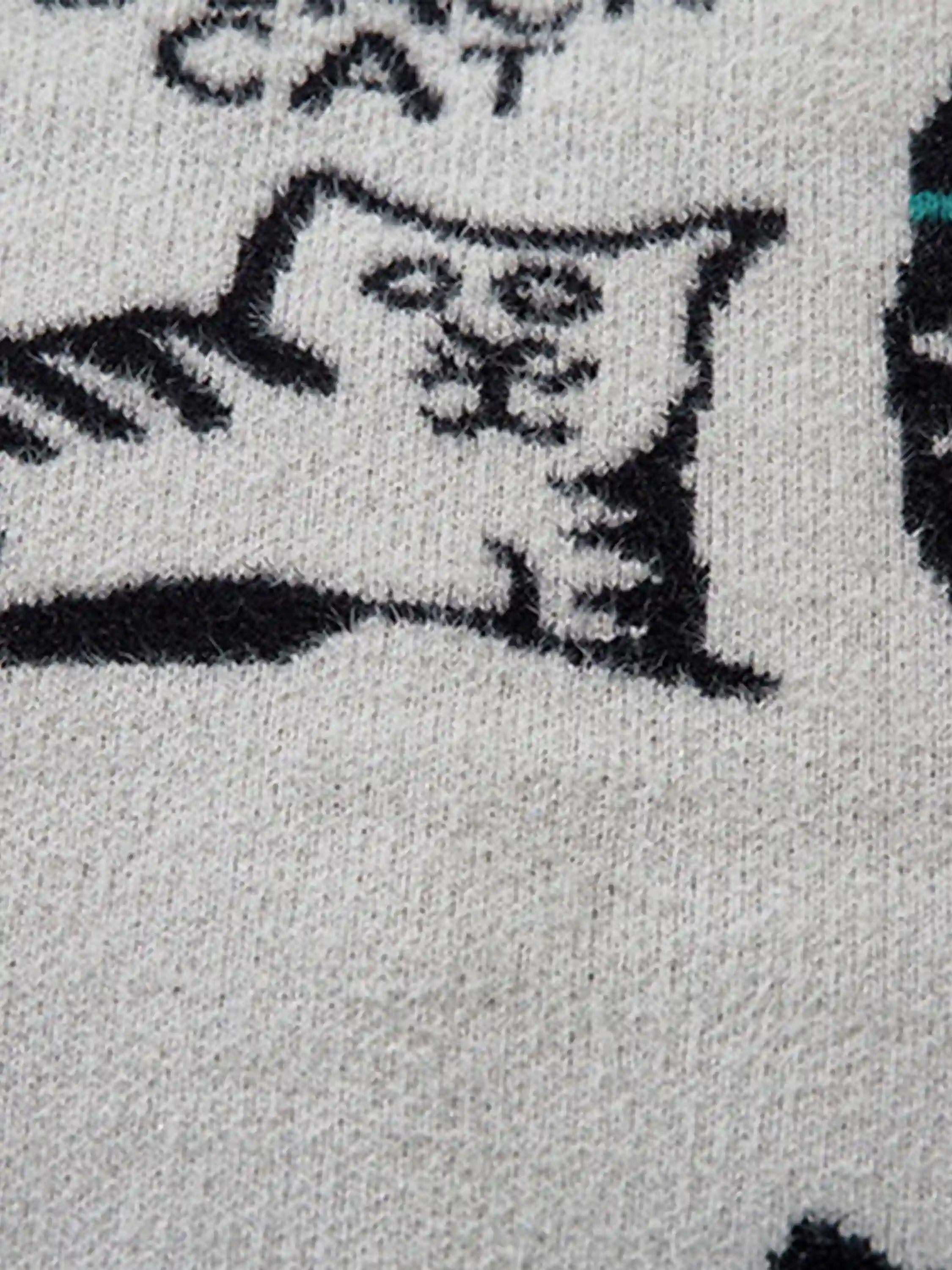 Concert Outfit Vintage Cat Jacquard Knit Cardigan