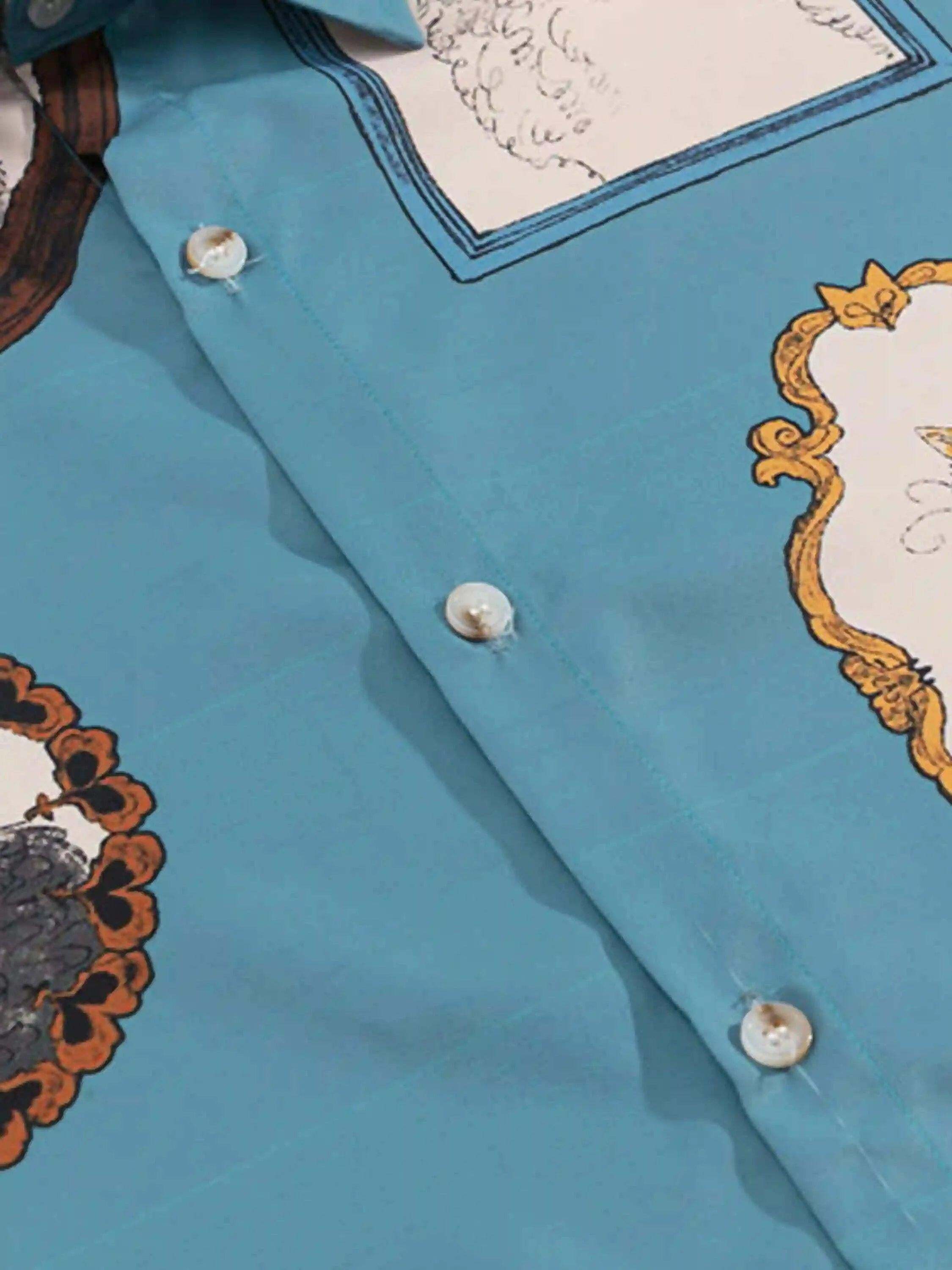 Concert Outfit Vintage Cat Print Short Sleeve Shirt