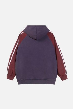 Concert Outfit Vintage Contrast Color Panel Hoodie