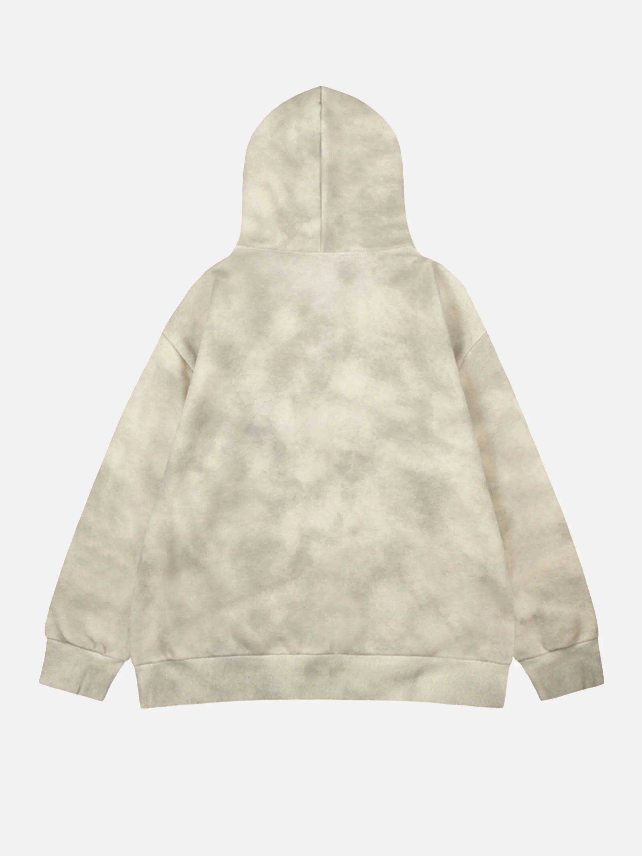 Concert Outfit Vintage Dirty Tie-Dye Half Zip-Up Hoodie