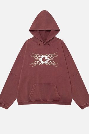 Concert Outfit Vintage Distressed Color Oversize Hoodie