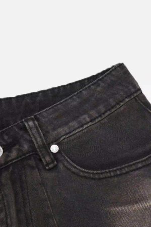 Concert Outfit Vintage Distressed Denim Gradient Shorts