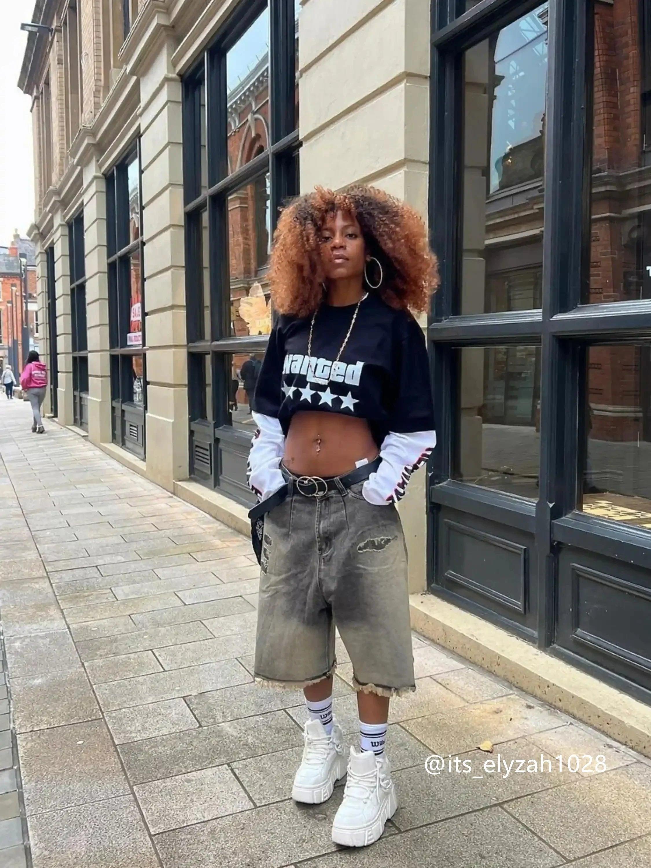 Concert Outfit Vintage Distressed Denim Gradient Shorts
