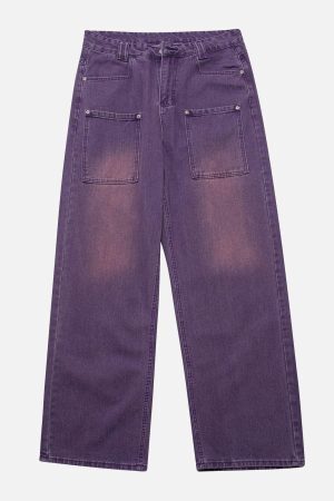 Concert Outfit Vintage Distressed Large Pocket Jeans