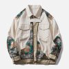 Concert Outfit Vintage Flower Embroidery Stitching Jacket