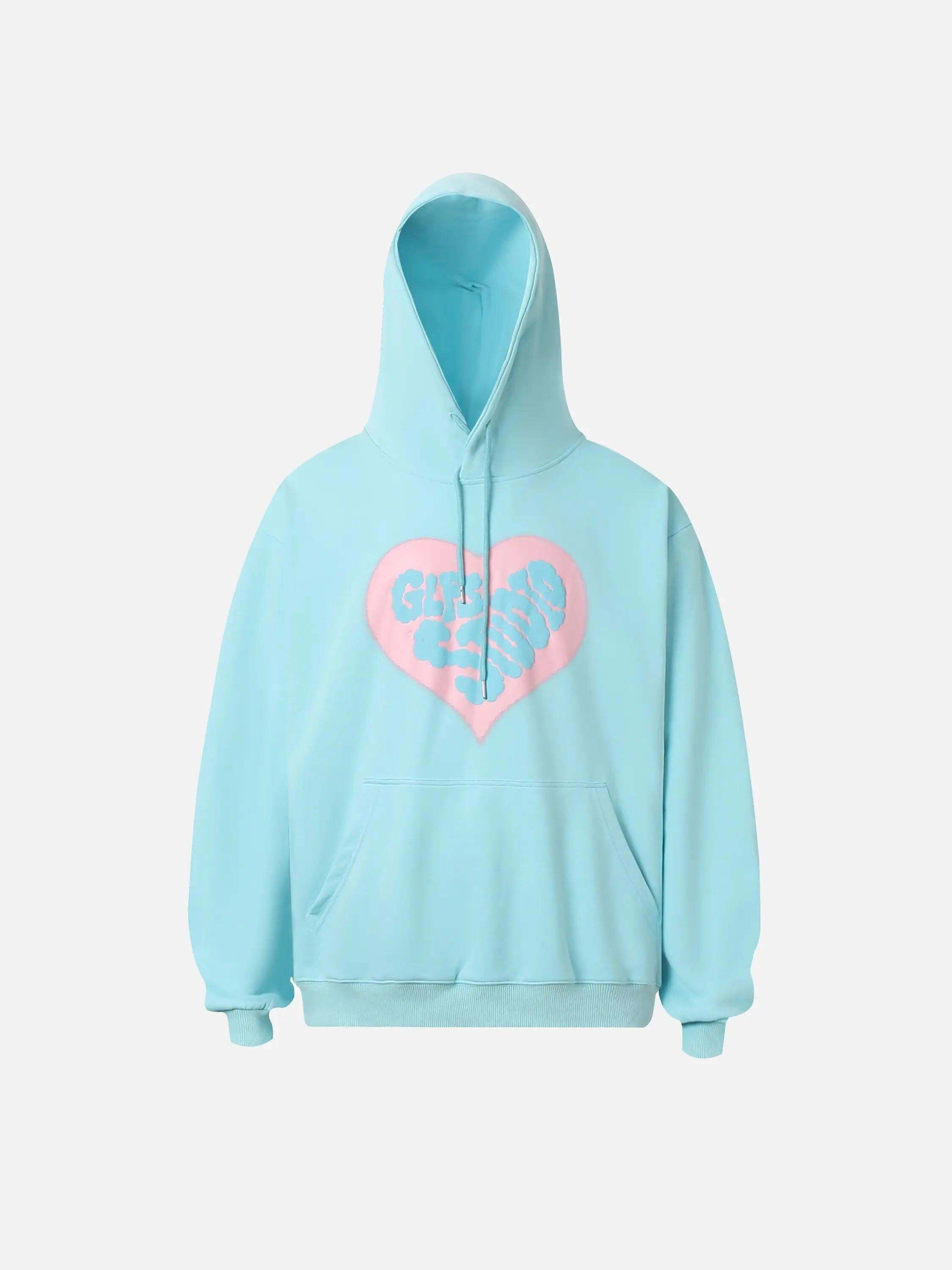 Concert Outfit Vintage Heart Print Hoodie