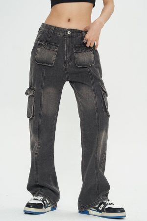Concert Outfit Vintage Multi Pocket Jeans