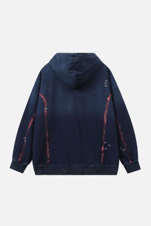 Concert Outfit Vintage Print hole Academic Style Hoodie