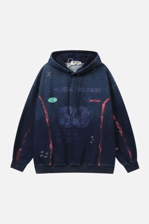 Concert Outfit Vintage Print hole Academic Style Hoodie