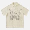 Concert Outfit Vintage Print Lapel Short Sleeve Polo Shirt