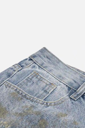Concert Outfit Vintage Ripped Graffiti Jeans