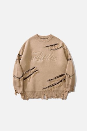 Concert Outfit Vintage Ripped Lazy Style Sweater
