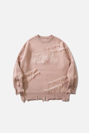 Concert Outfit Vintage Ripped Lazy Style Sweater