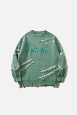 Concert Outfit Vintage Ripped Lazy Style Sweater