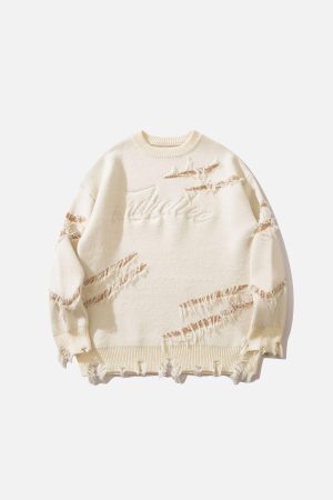 Concert Outfit Vintage Ripped Lazy Style Sweater