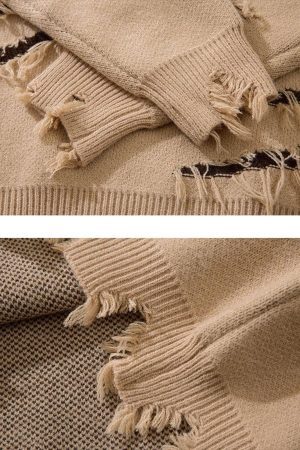 Concert Outfit Vintage Ripped Lazy Style Sweater
