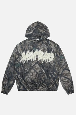 Concert Outfit Vintage Tree Camouflage Full Print Hoodie