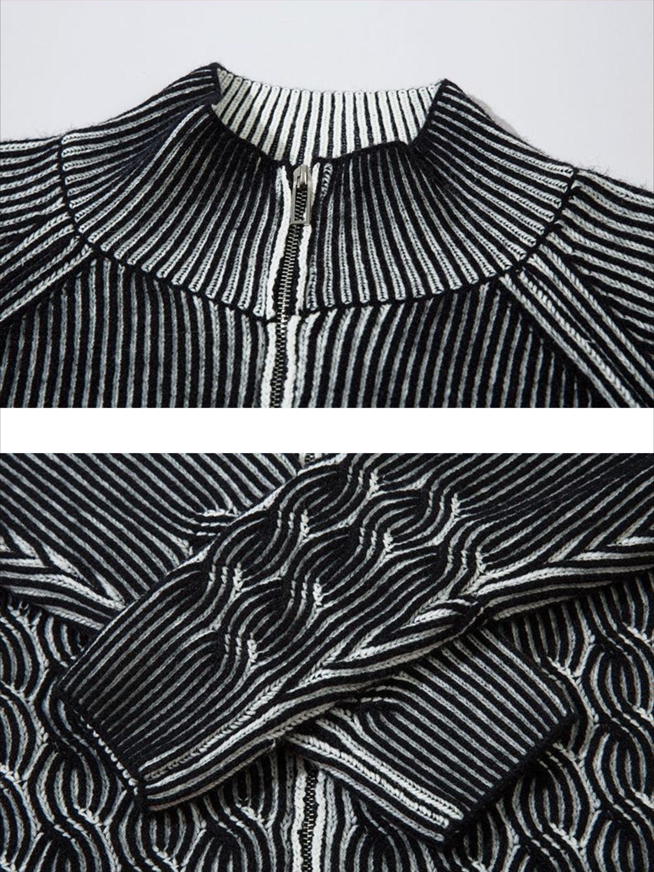 Concert Outfit Vintage Turtleneck Zipper Cardigan
