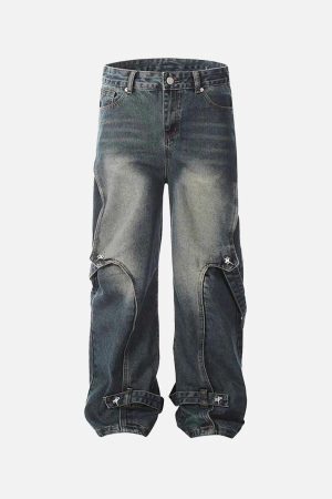 Concert Outfit Vintage Washed Deconstructed Jeans