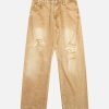 Concert Outfit Vintage Washed Distressed Straight Jeans