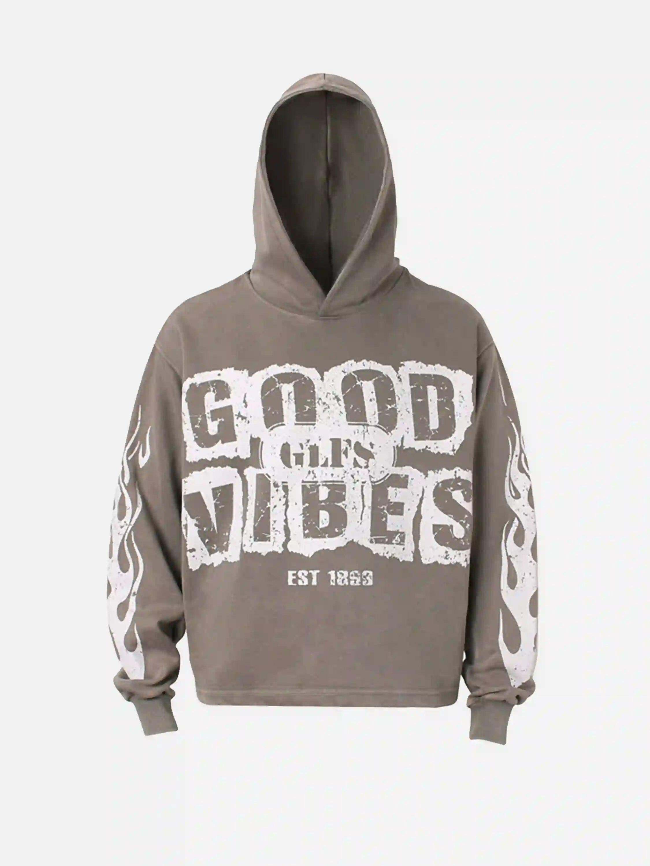 Concert Outfit Vintage Washed Letter Print Hoodie