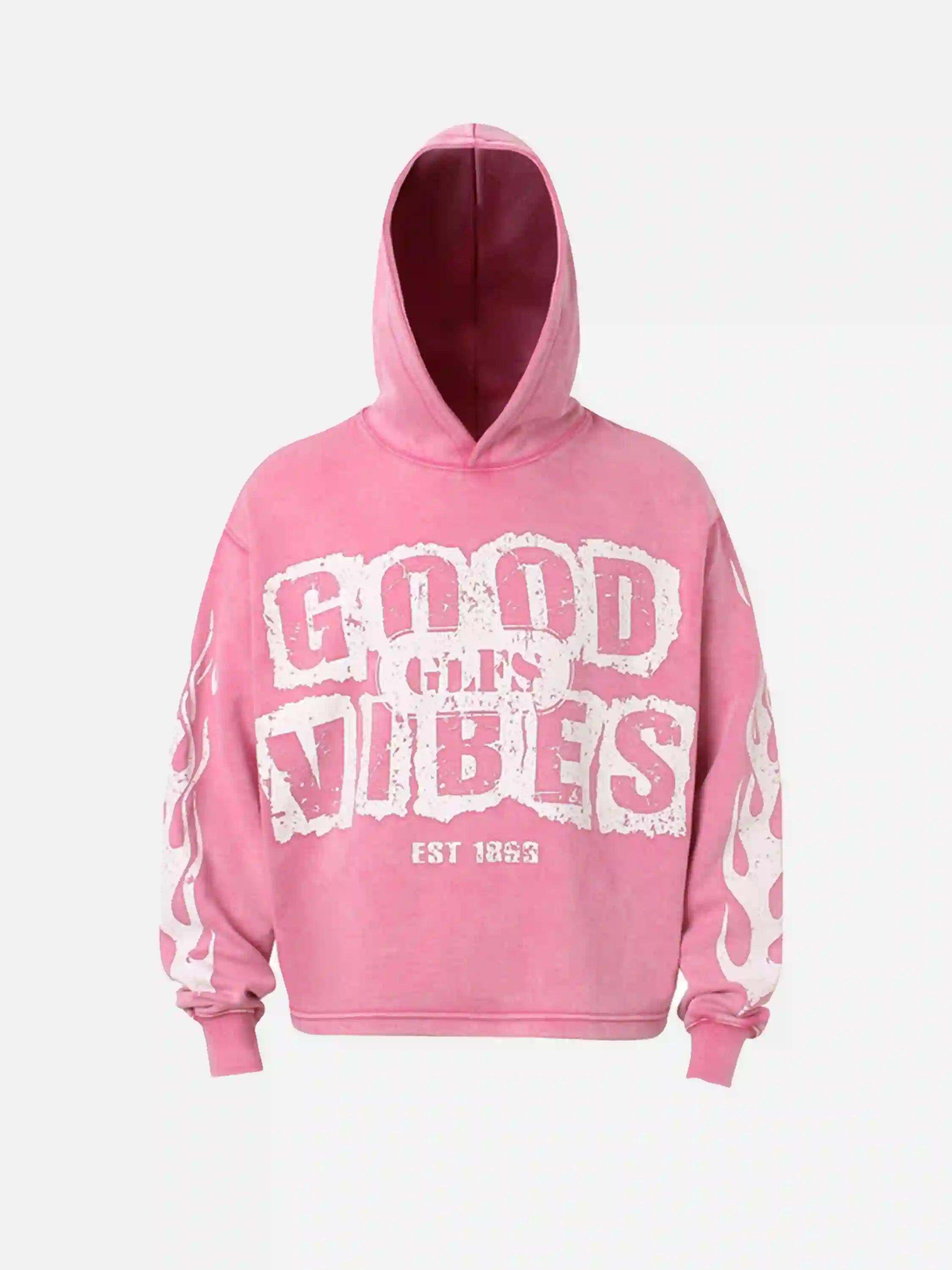 Concert Outfit Vintage Washed Letter Print Hoodie