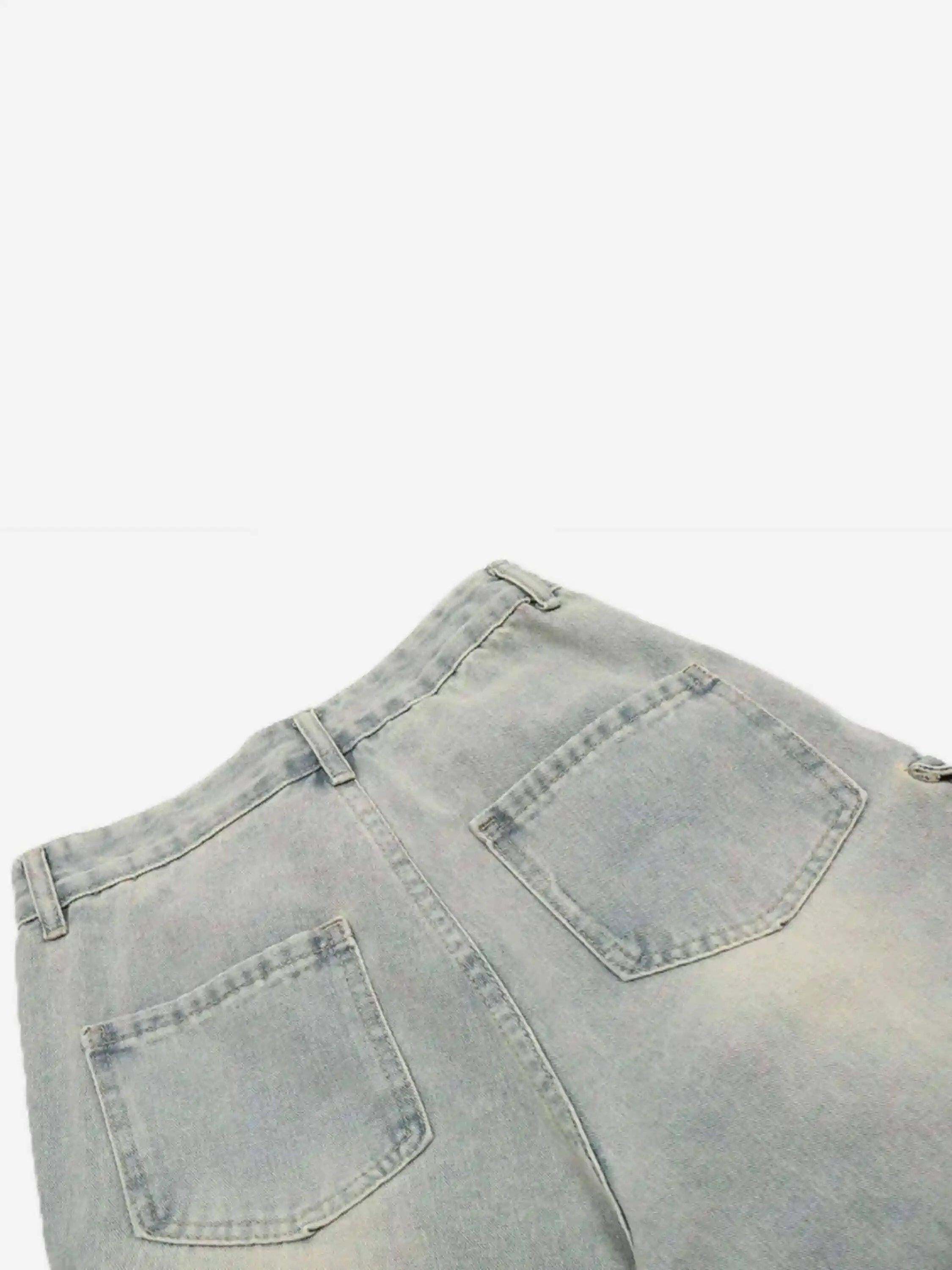 Concert Outfit Vintage Washed Loose Wide-Leg Denim Jorts