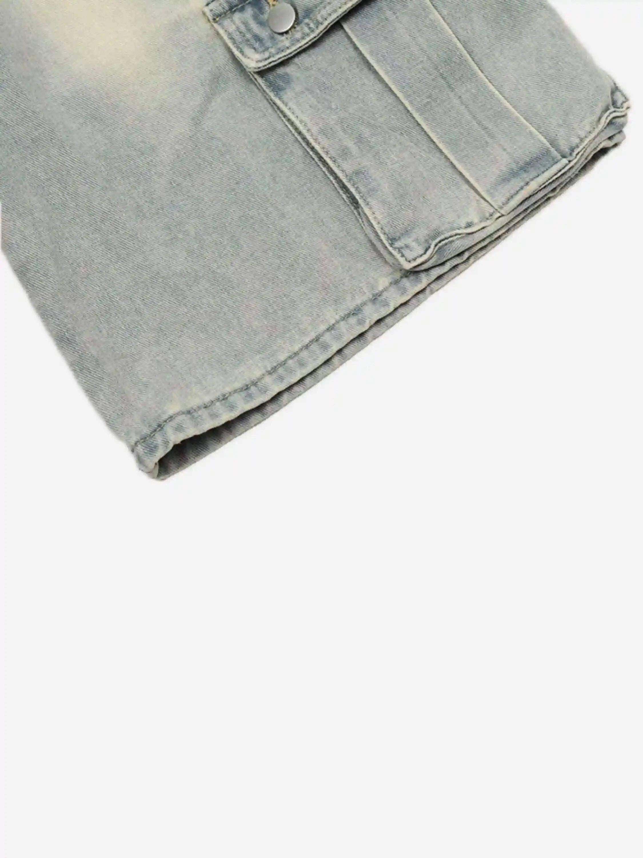 Concert Outfit Vintage Washed Loose Wide-Leg Denim Jorts