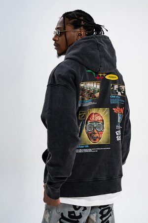Concert Outfit Vintage Washed Print Hoodie