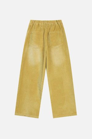 Concert Outfit Vintage Water Ripples Corduroy Straight Leg Pants