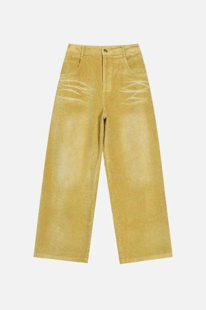 Concert Outfit Vintage Water Ripples Corduroy Straight Leg Pants