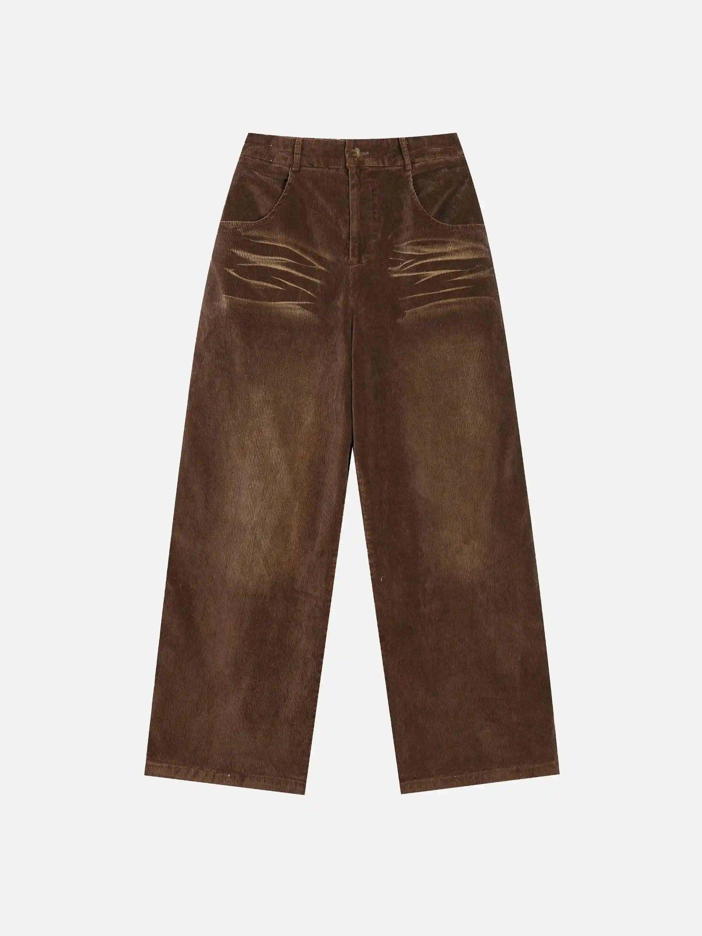 Concert Outfit Vintage Water Ripples Corduroy Straight Leg Pants